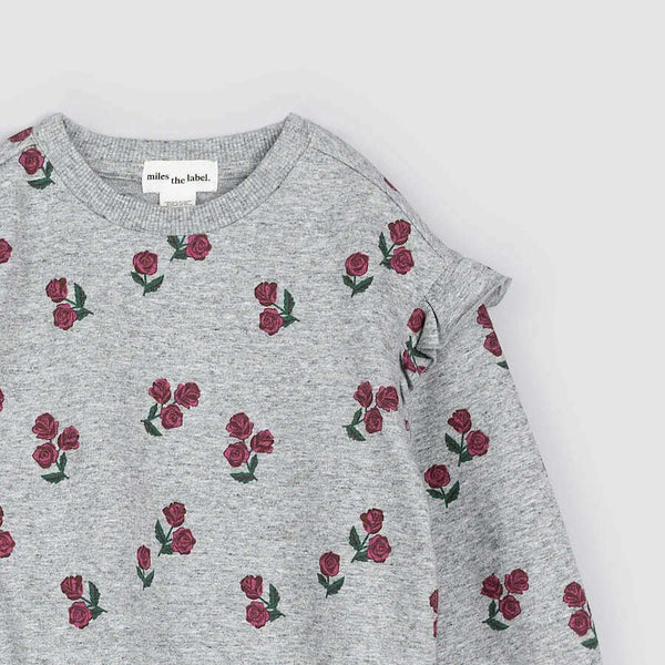 Roses Print on Heather Grey Sweatshirt