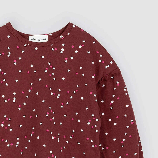 Confetti Print on Burgundy Top