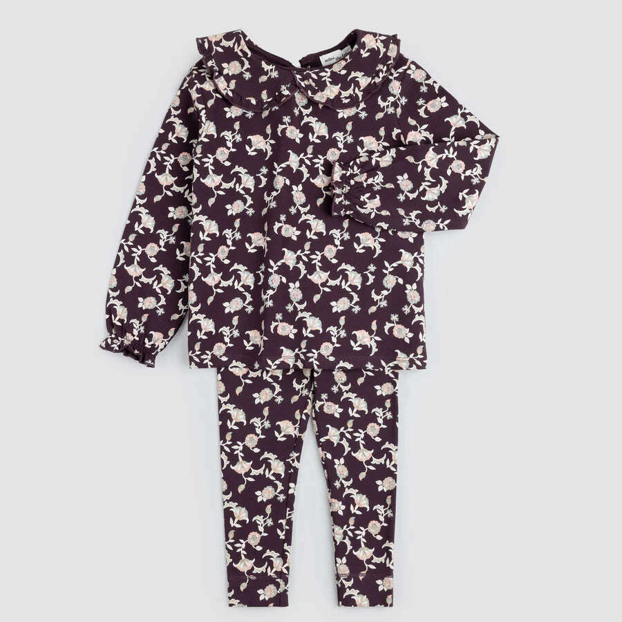 Vine Print on Plum 2PC Set