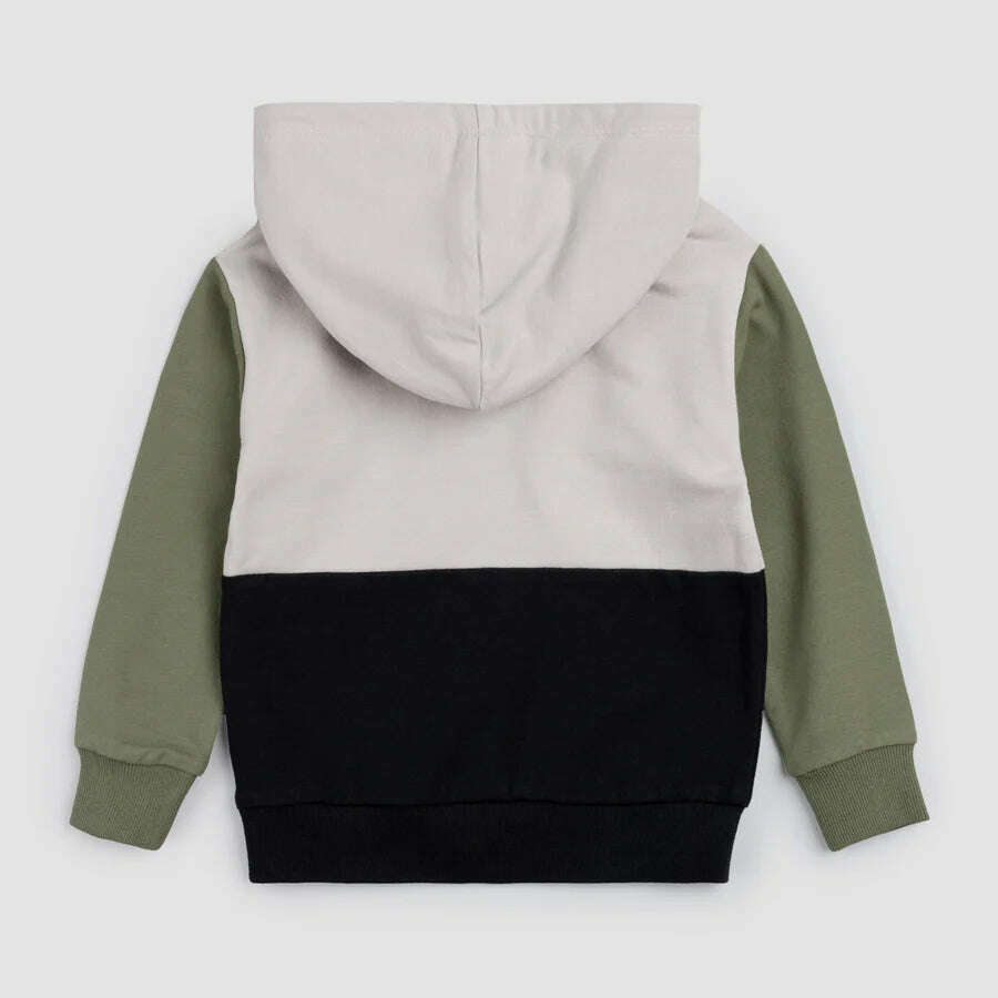 Cement Color Block Hooded Sweatshirt - Size 7