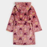 Princess Print on Rose Coral Plush Hooded Robe