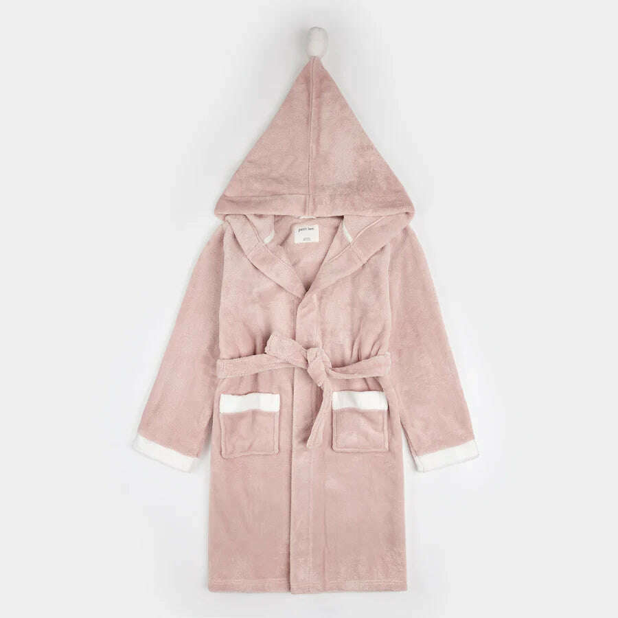 Pom Pom Pink Plush Hooded Robe - Size 2/3