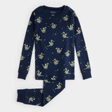 Fire-Breathing Dragon Print on Navy Blue PJ Set