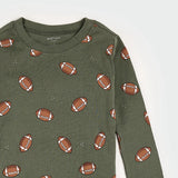 Football Print on Agave Green PJ Set