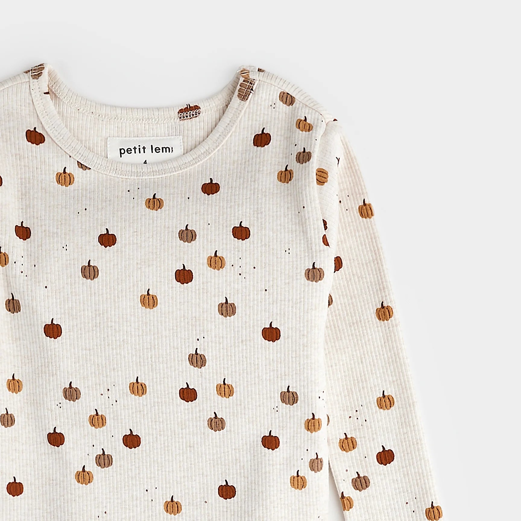 Pumpkin Print on Heathered Oatmeal PJ Set