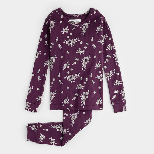 Fall Botanicals Print on Plum PJ Set