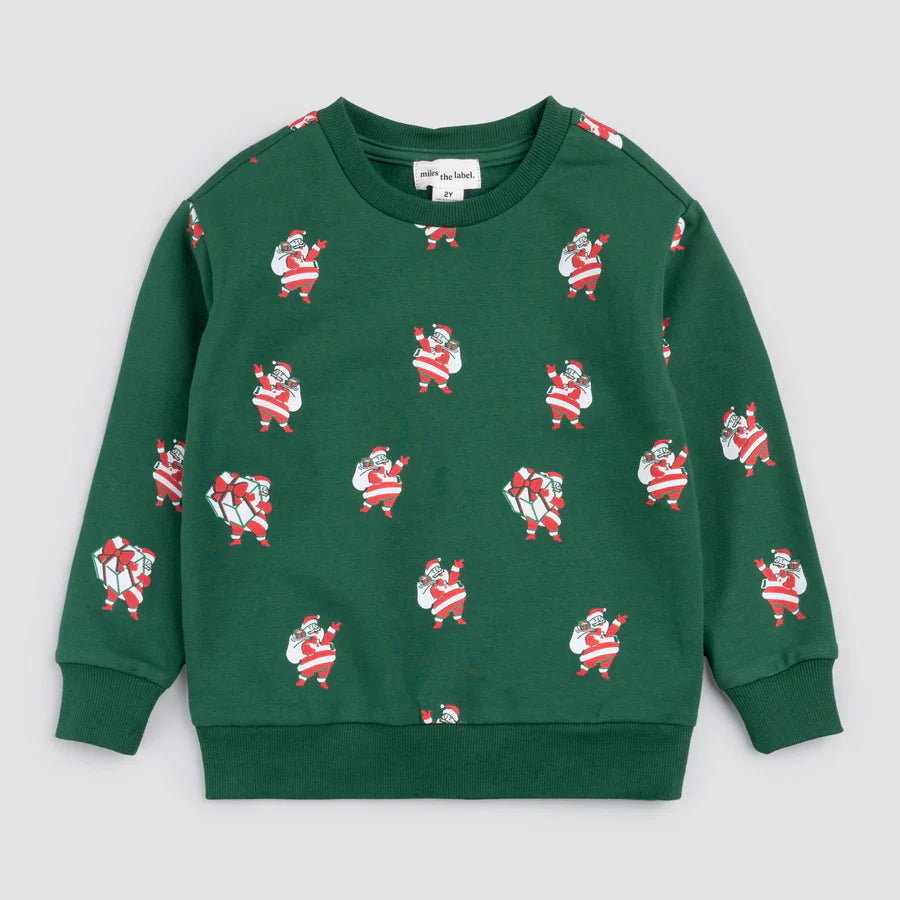 Sleighing It Print on Tinsel Green Sweatshirt - Size 3