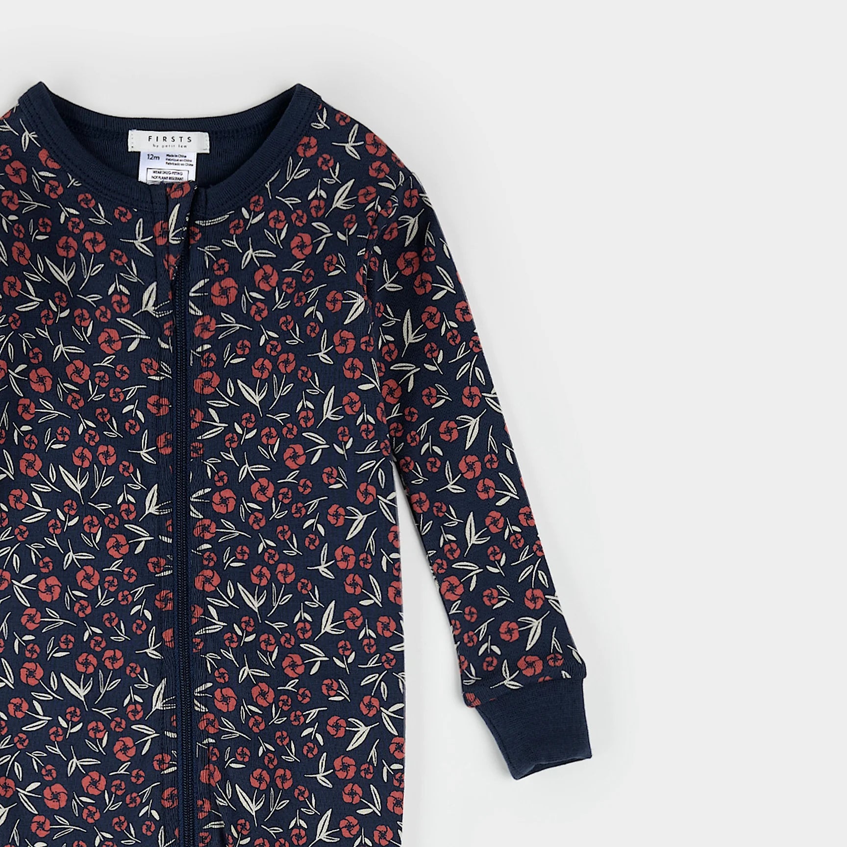 Poppy Floral Print on Dress Blue Convertible Sleeper