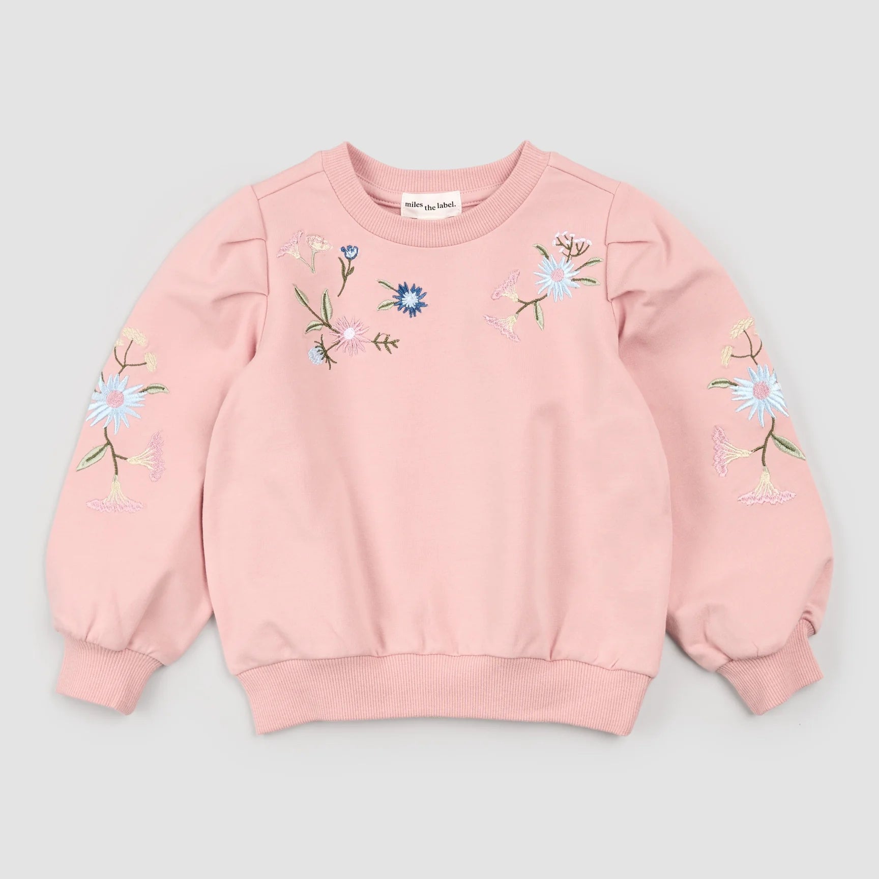 Floral Embroidery on Miles Pink Sweatshirt