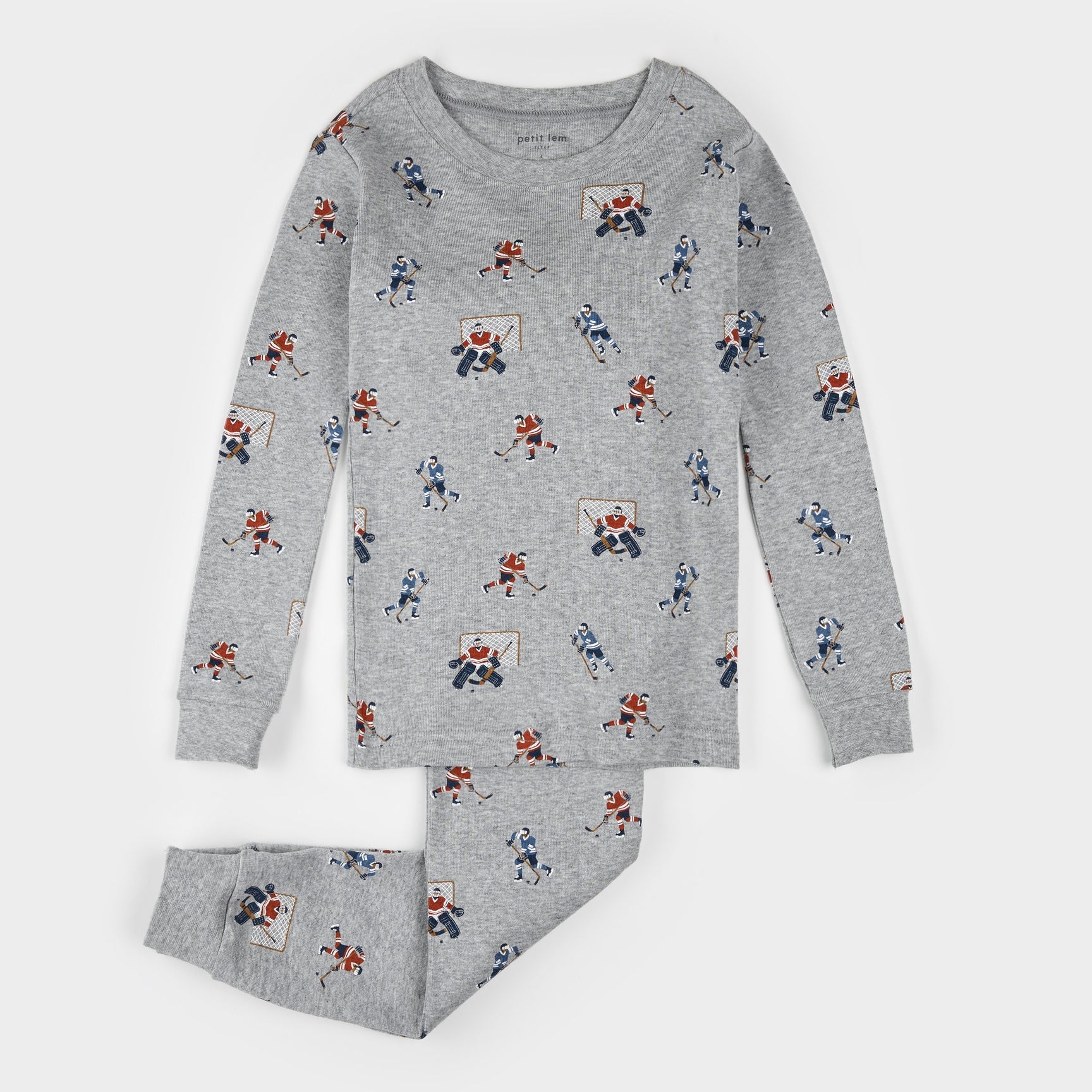 Hockey Players Print on Heather Grey PJ Set