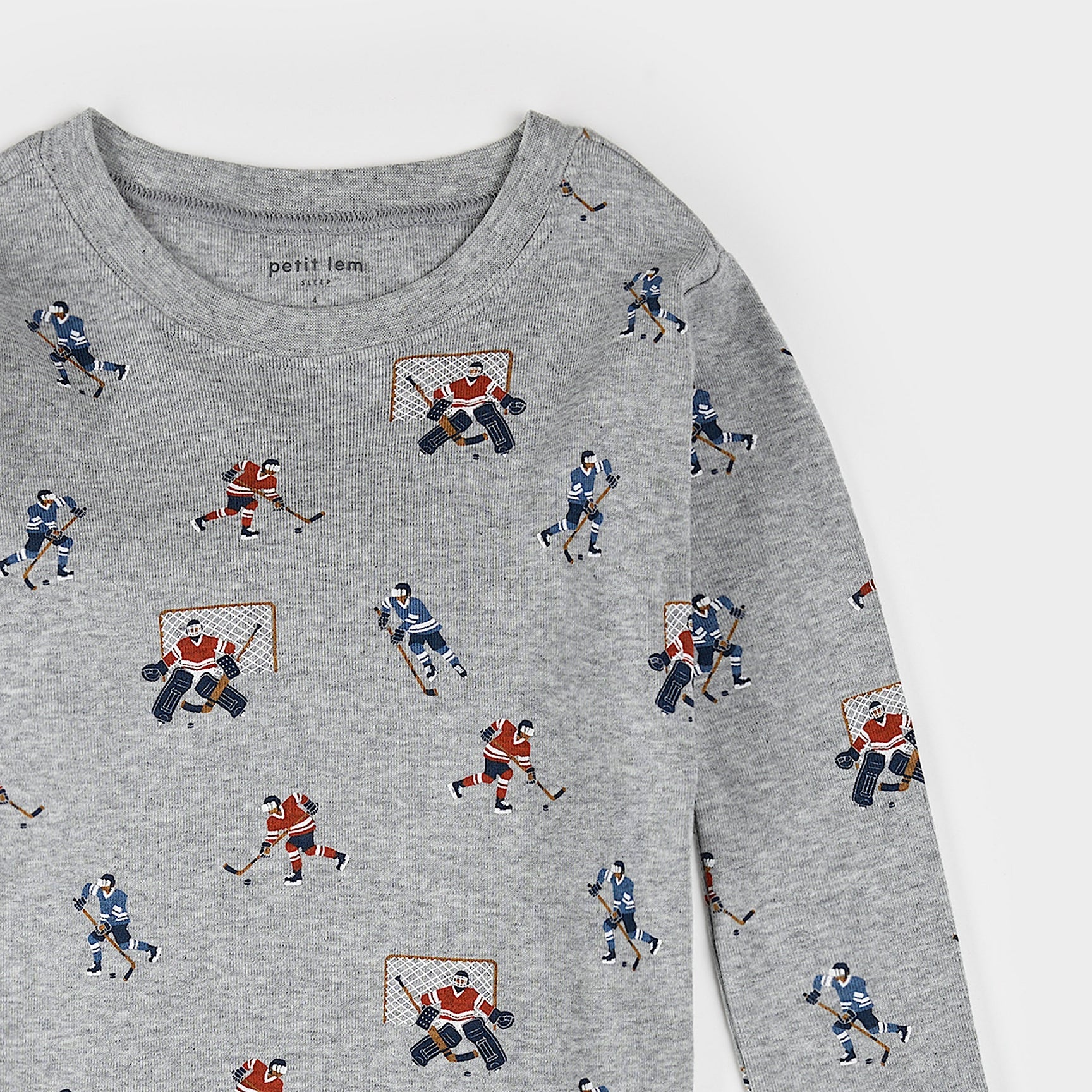 Hockey Players Print on Heather Grey PJ Set