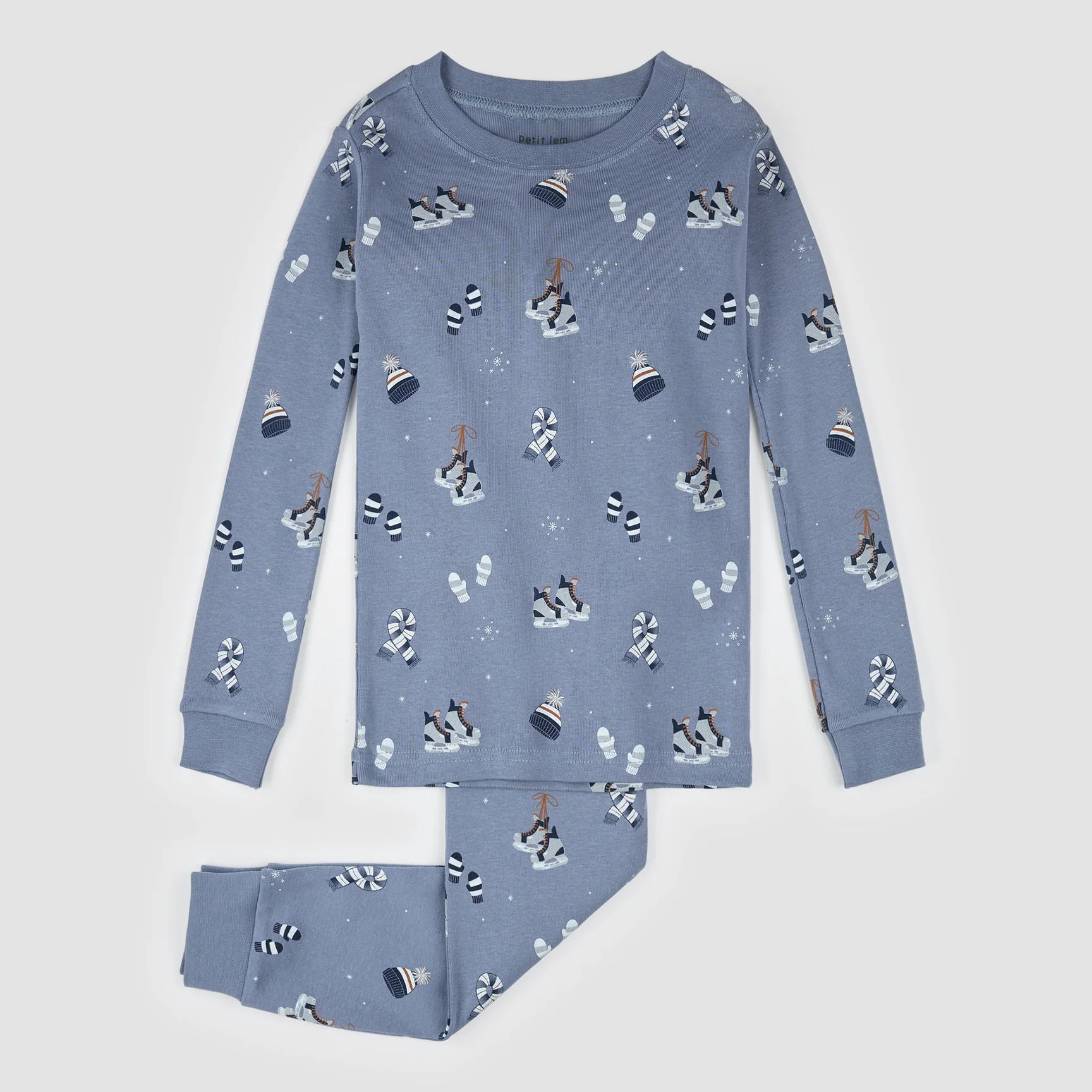 Cozy Winter Accessories Print on Blue PJ Set