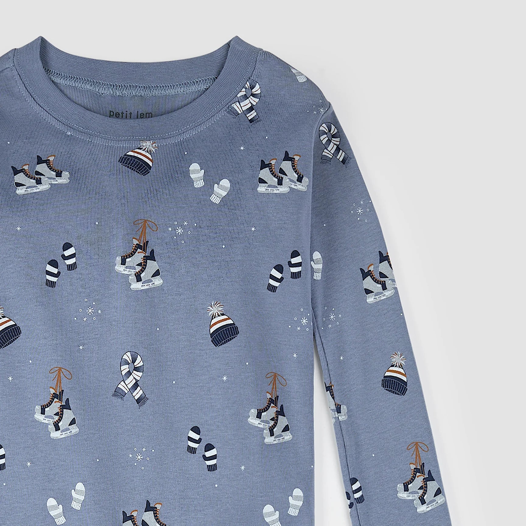 Cozy Winter Accessories Print on Blue PJ Set