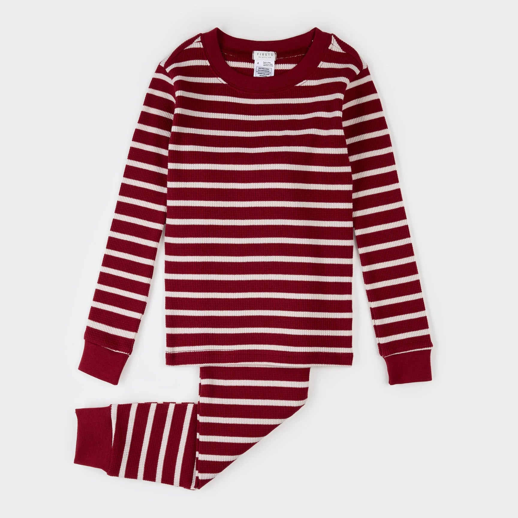 Scarlet Red Striped Thermal PJ Set