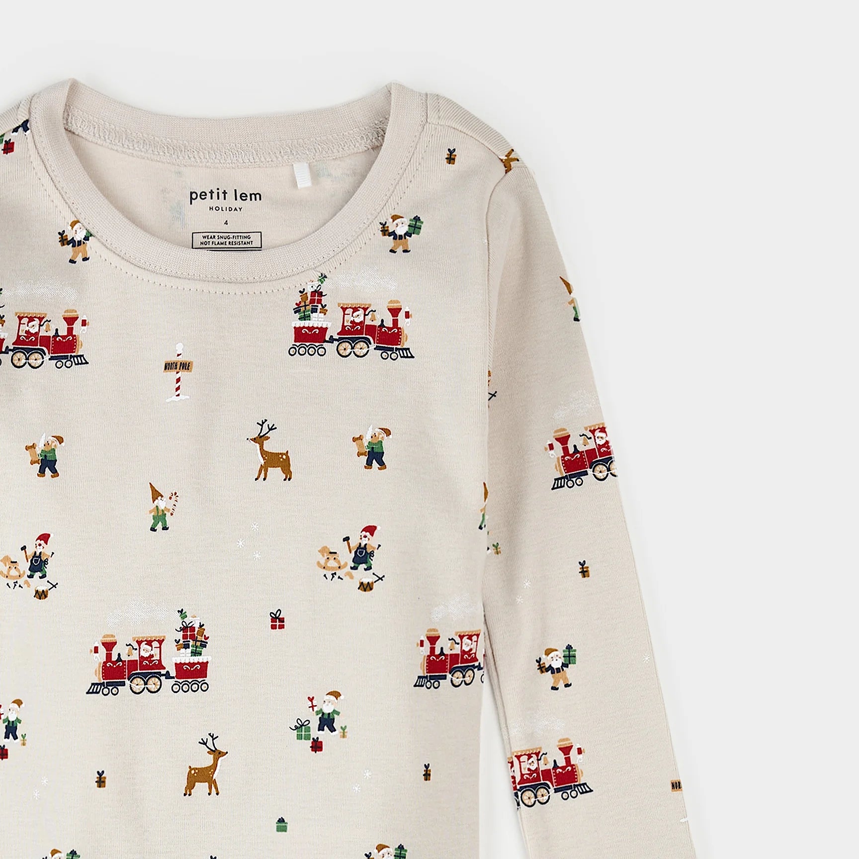 Santa's Workshop Print on Crème PJ Set