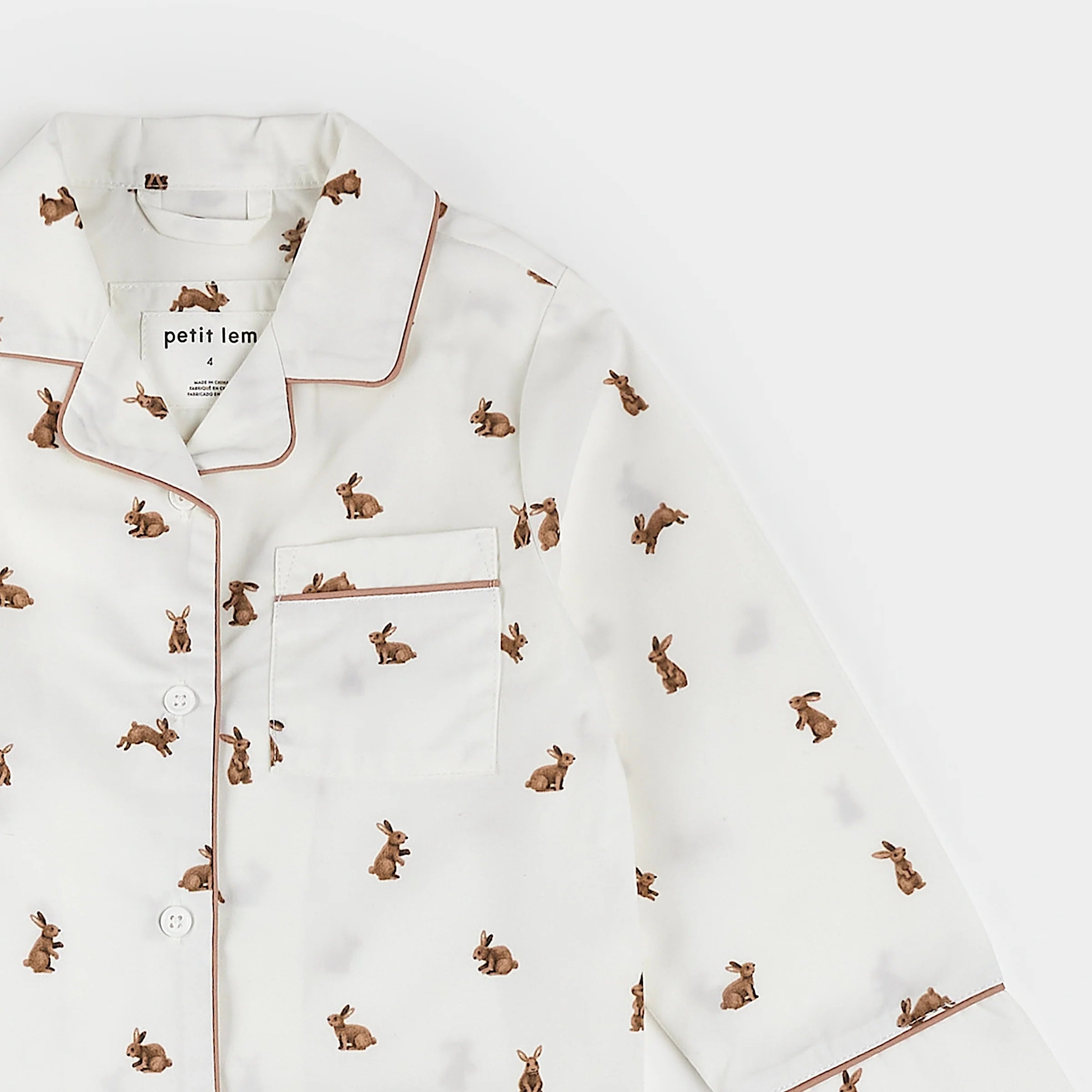 Hoppy Bunnies on Poplin PJ Set