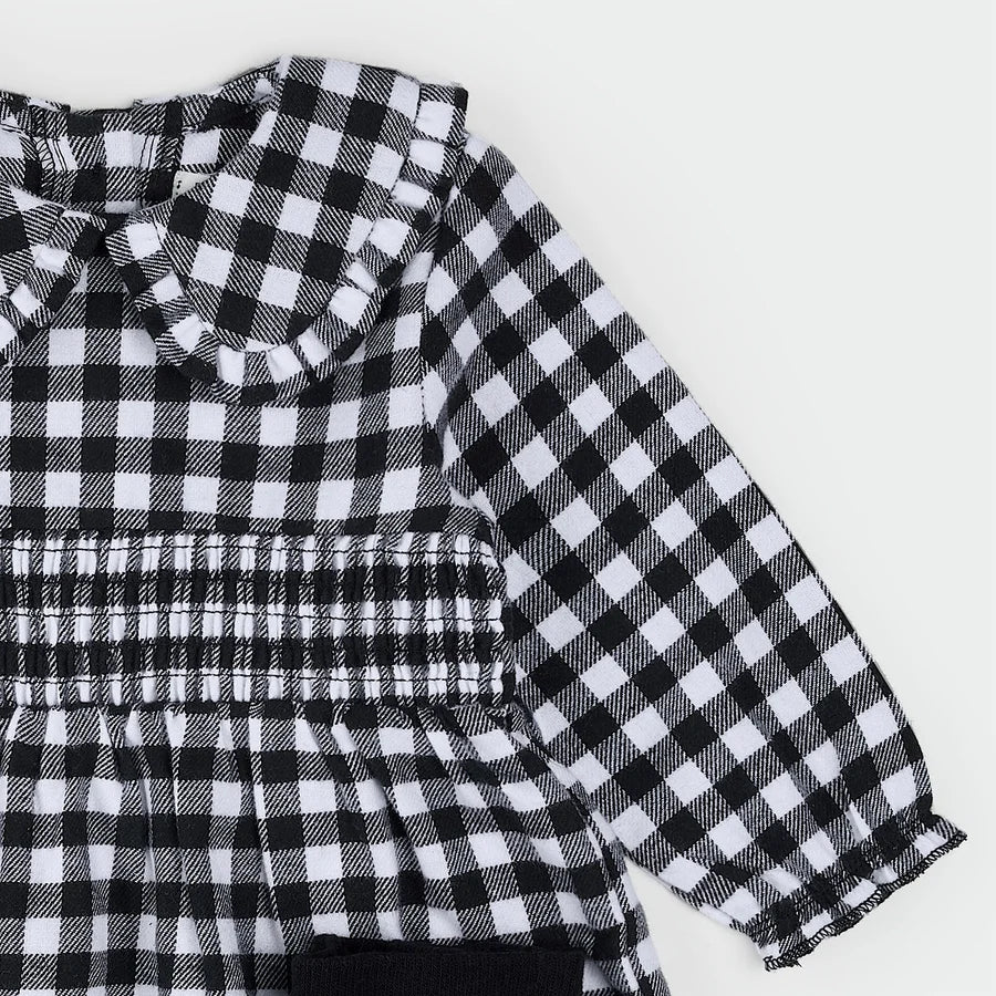 Black & White Tartan Flannel Dress Set