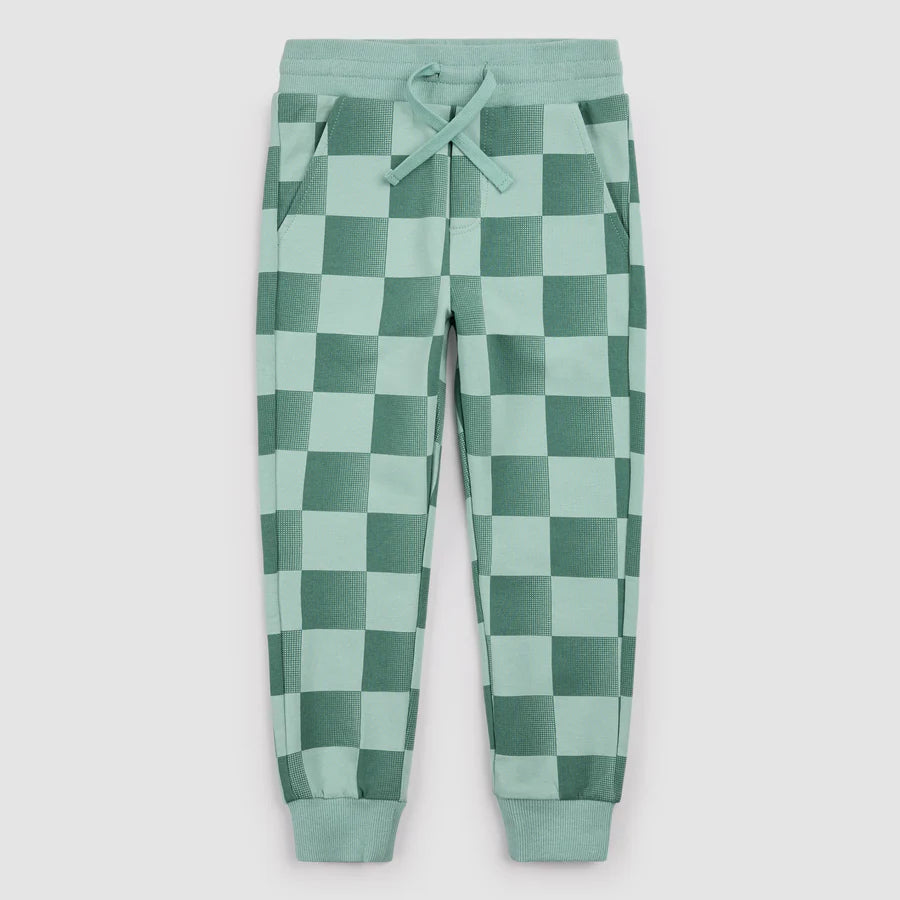 Dark Green Checkerboard Joggers