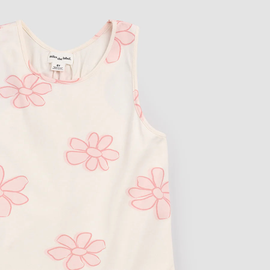 Flowers on Ivory Racerback Jersey Dress