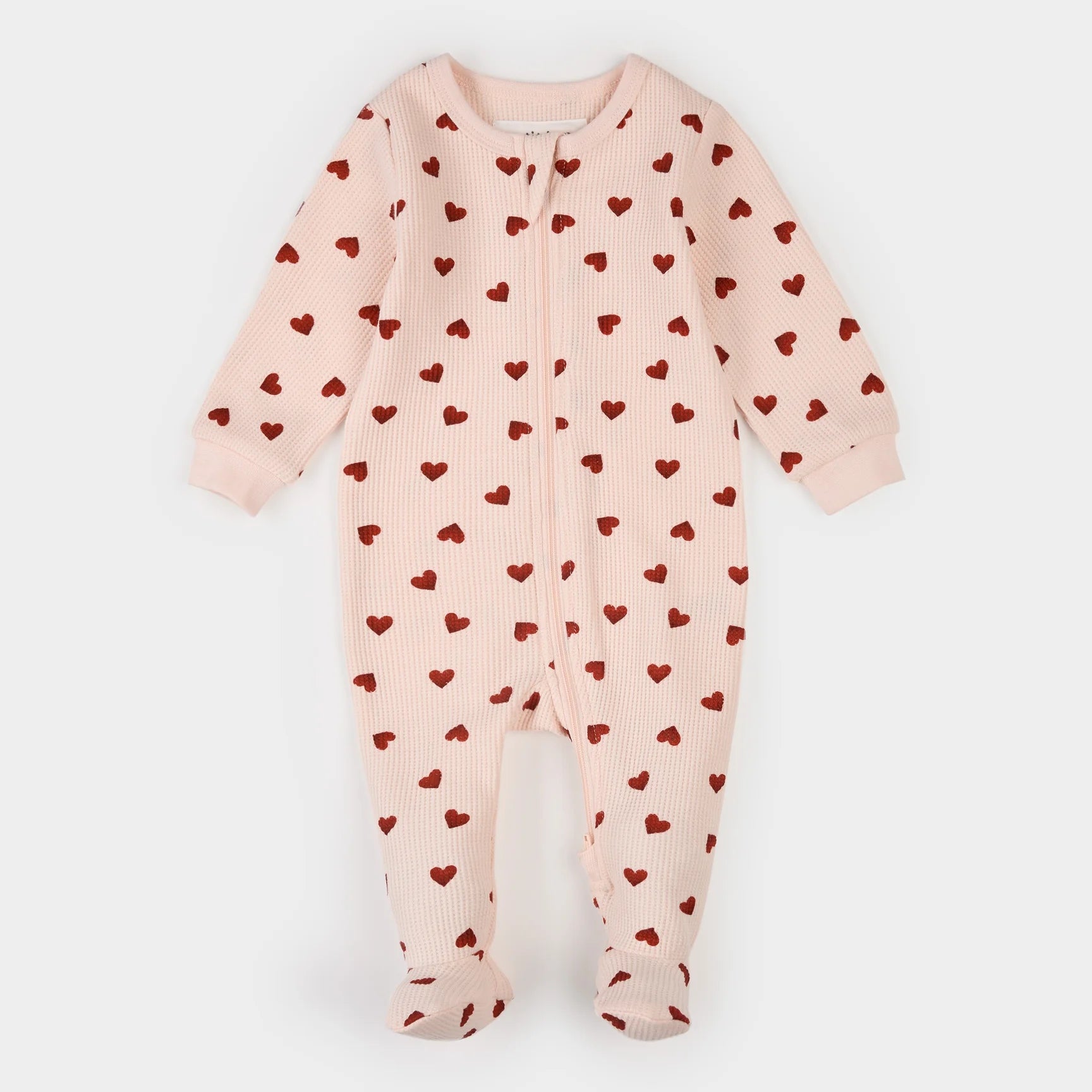 Pink Hearts on Peony Waffle Sleeper