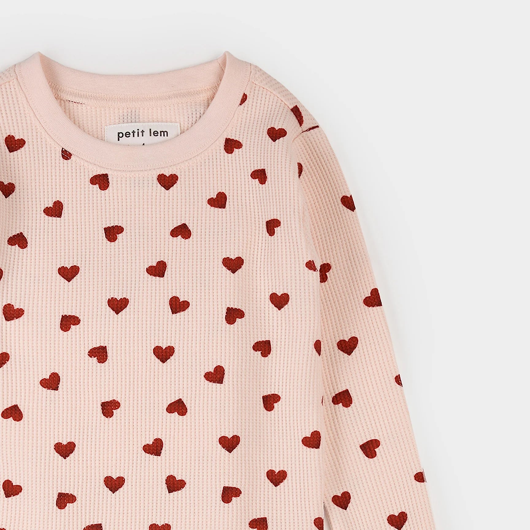 Pink Hearts on Peony Waffle PJ Set