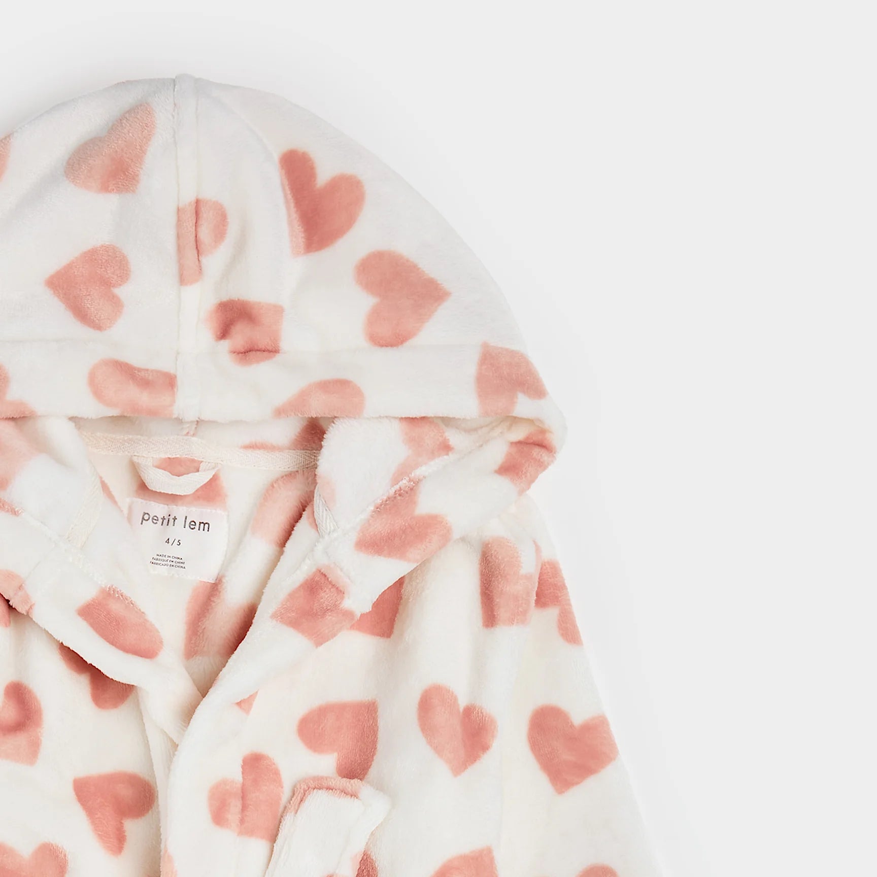 Heart Prints on Ivory Plush Robe