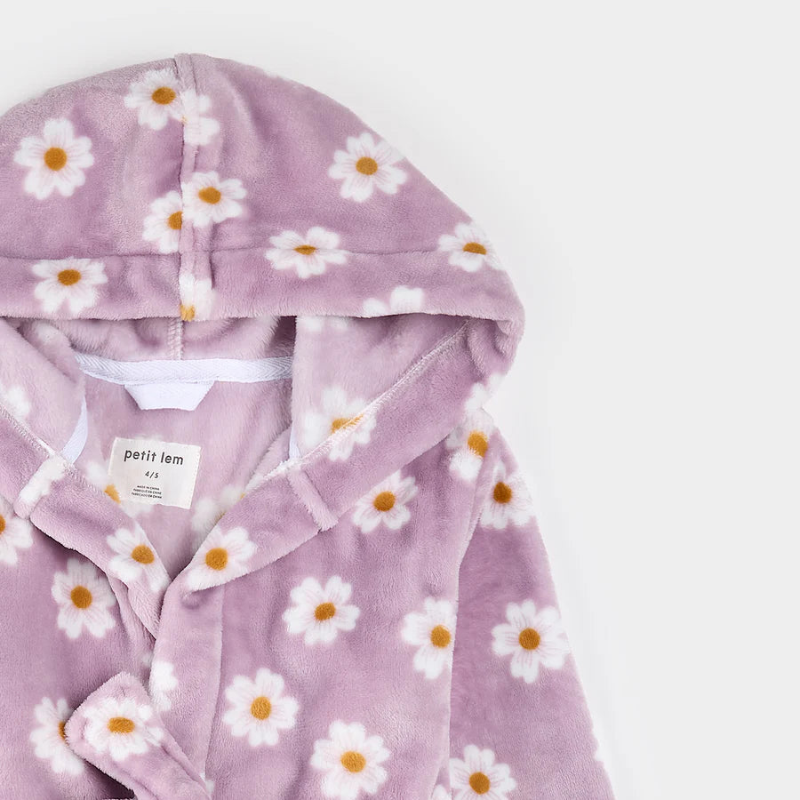 Daisies Print on Violet Plush Robe