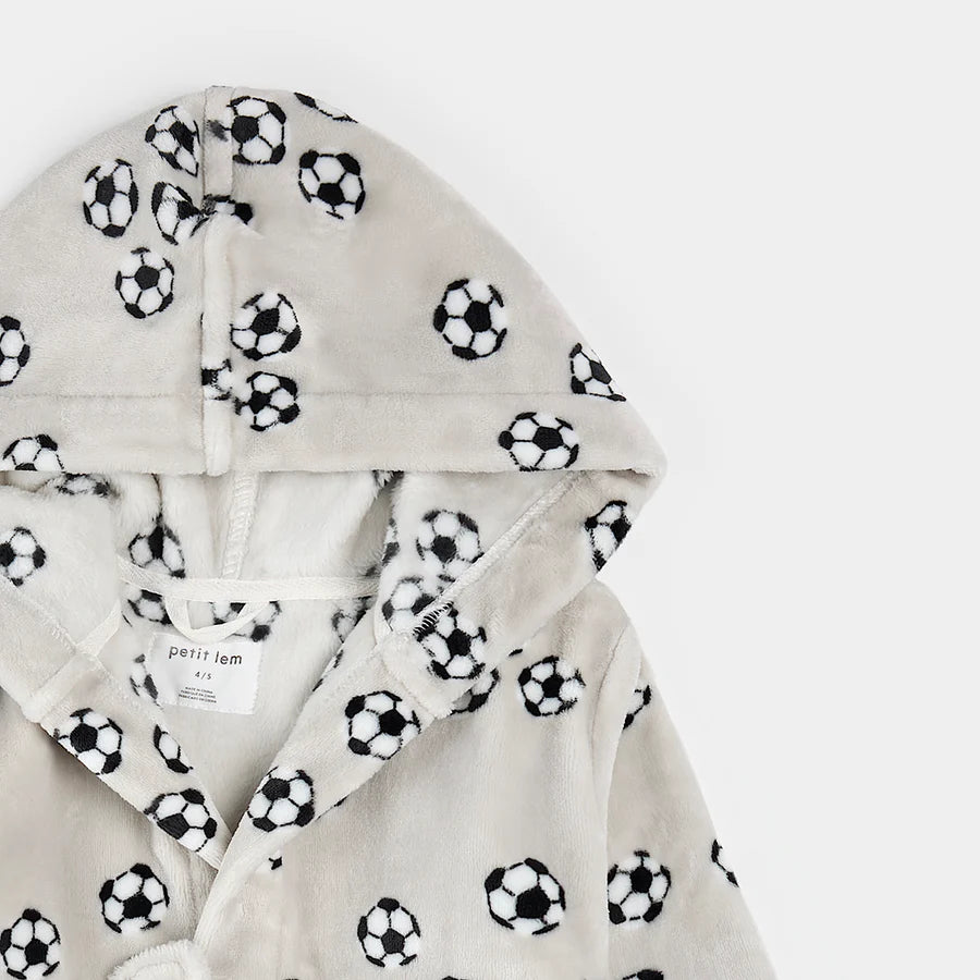 Soccer Ball Print on Lunar Rock Plush Robe