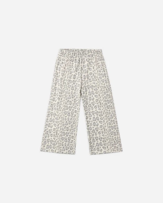 Wide Leg Sweatpant Blue Leopard