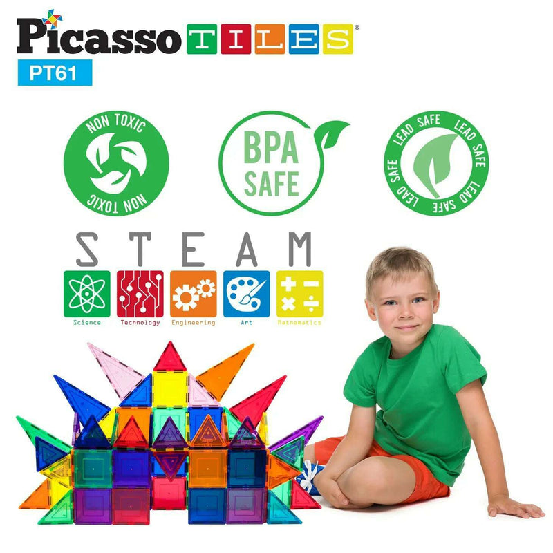 Picasso Tiles : 61pc Magnetic Tileset