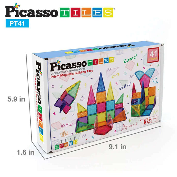 Picasso Tiles : 41 Piece Prism Magnetic Building Block Set