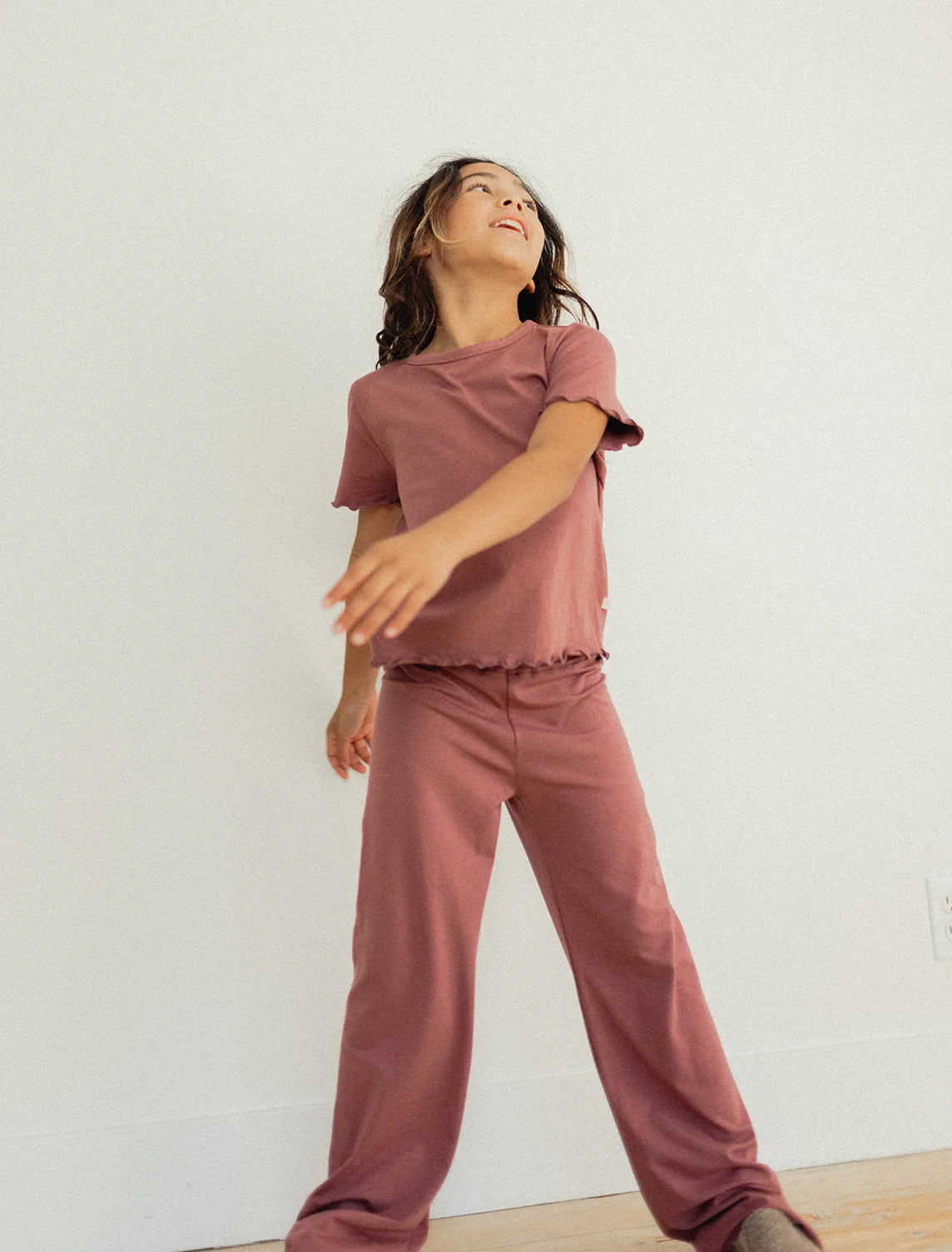 Youth Lettuce Hem Pants - Dusty Fig