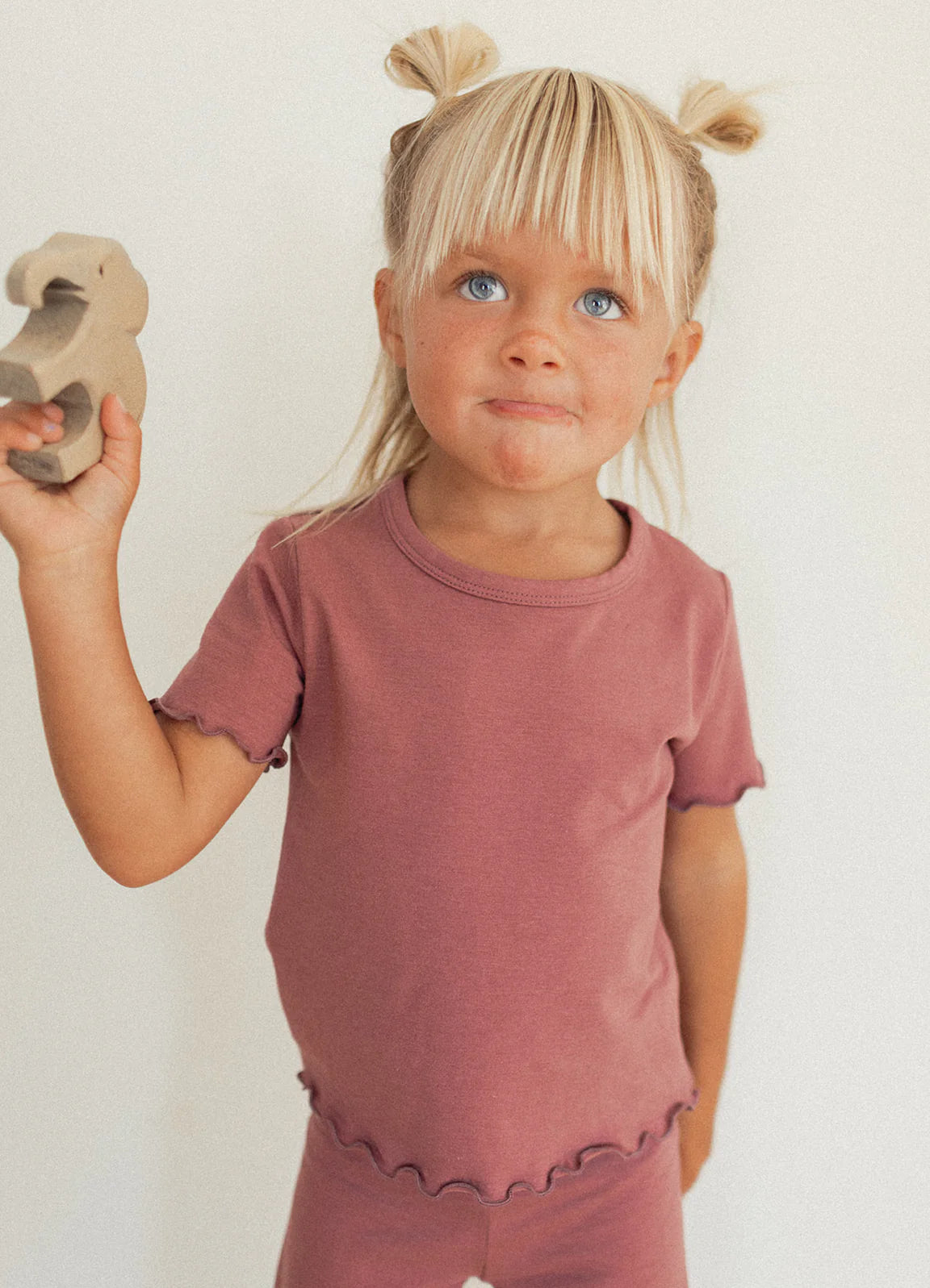 Kids Lettuce Hem Tee - Dusty Fig