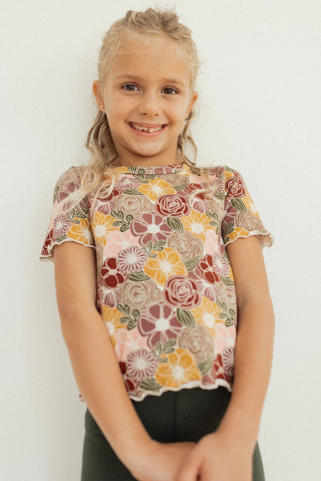 Kids Lettuce Hem Tee - Autumn Garden