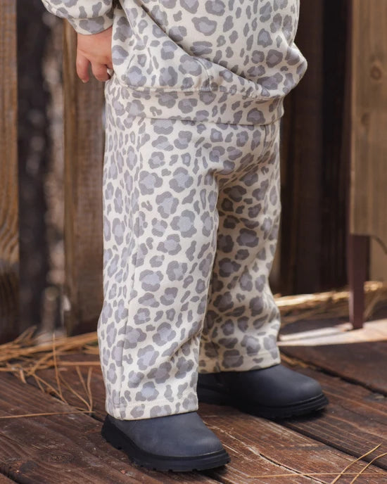 Wide Leg Sweatpant Blue Leopard