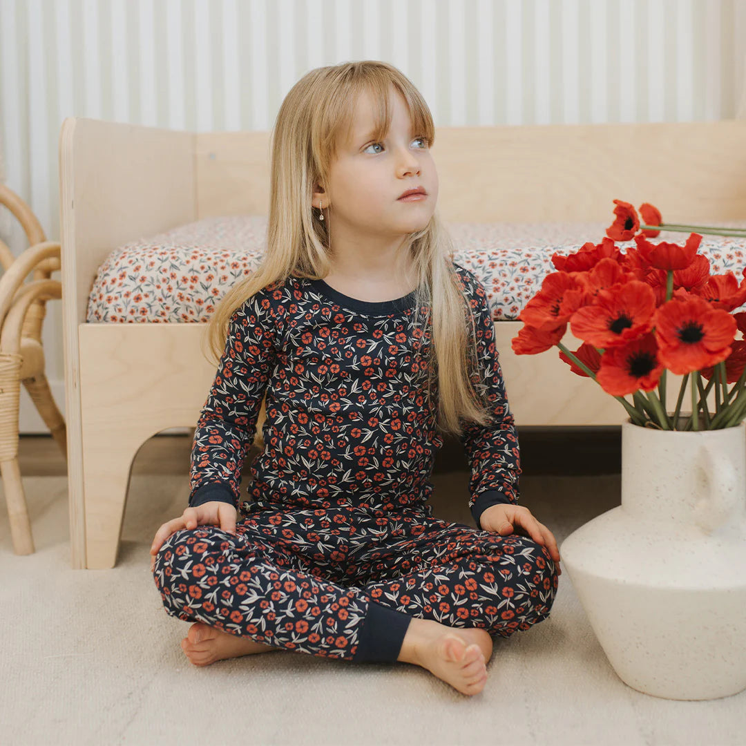 Poppy Print on Dress Blue PJ Set