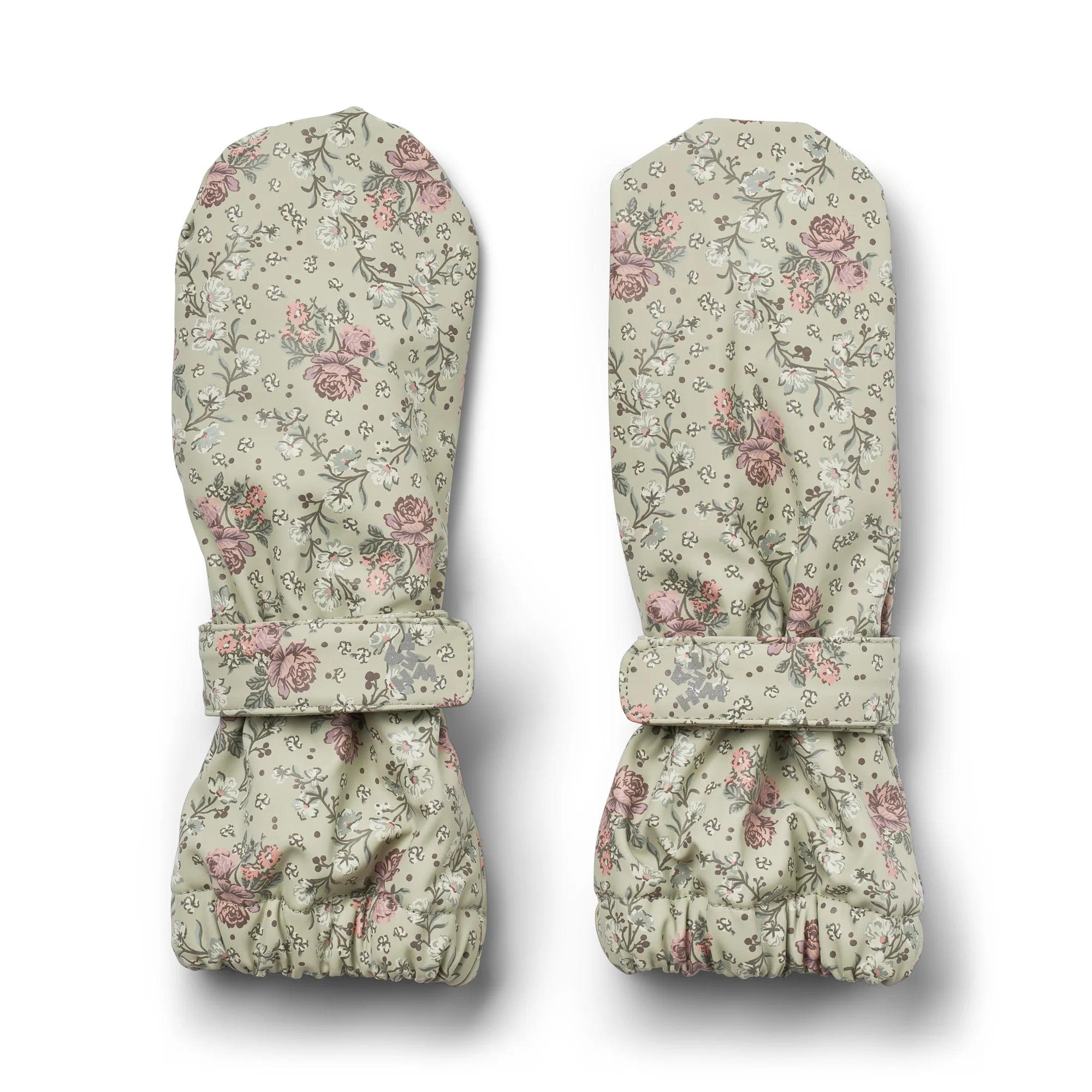 Rily Rain Mittens - Pale Green Flowers
