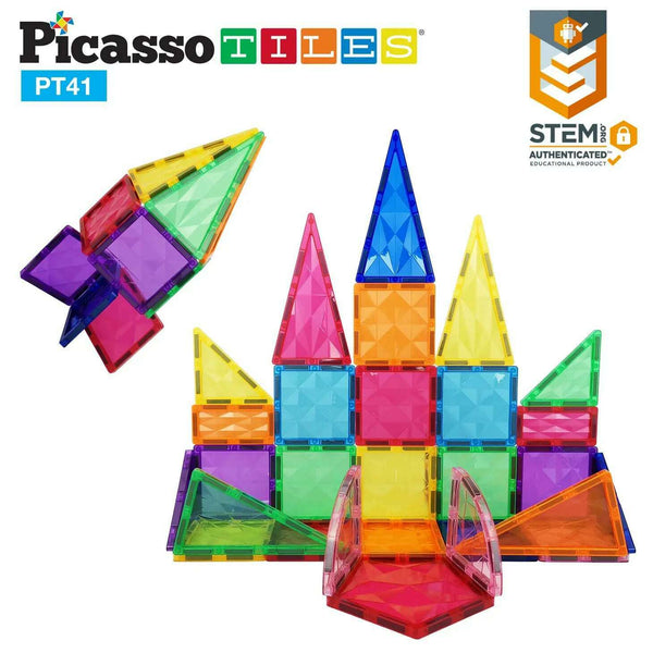 Picasso Tiles : 41 Piece Prism Magnetic Building Block Set