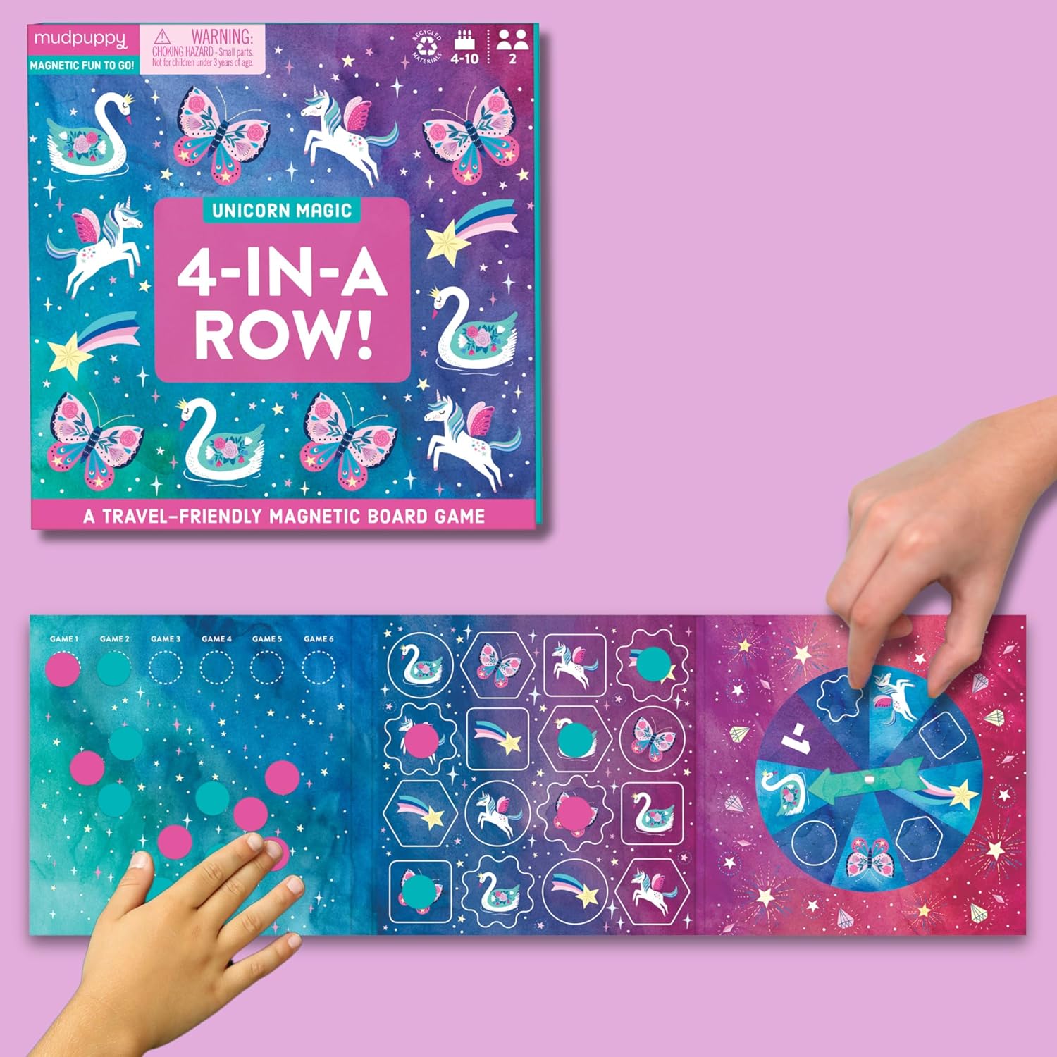 Mudpuppy - Unicorn Magic 4-in-a-Row! Magnetic Board Game for Kids
