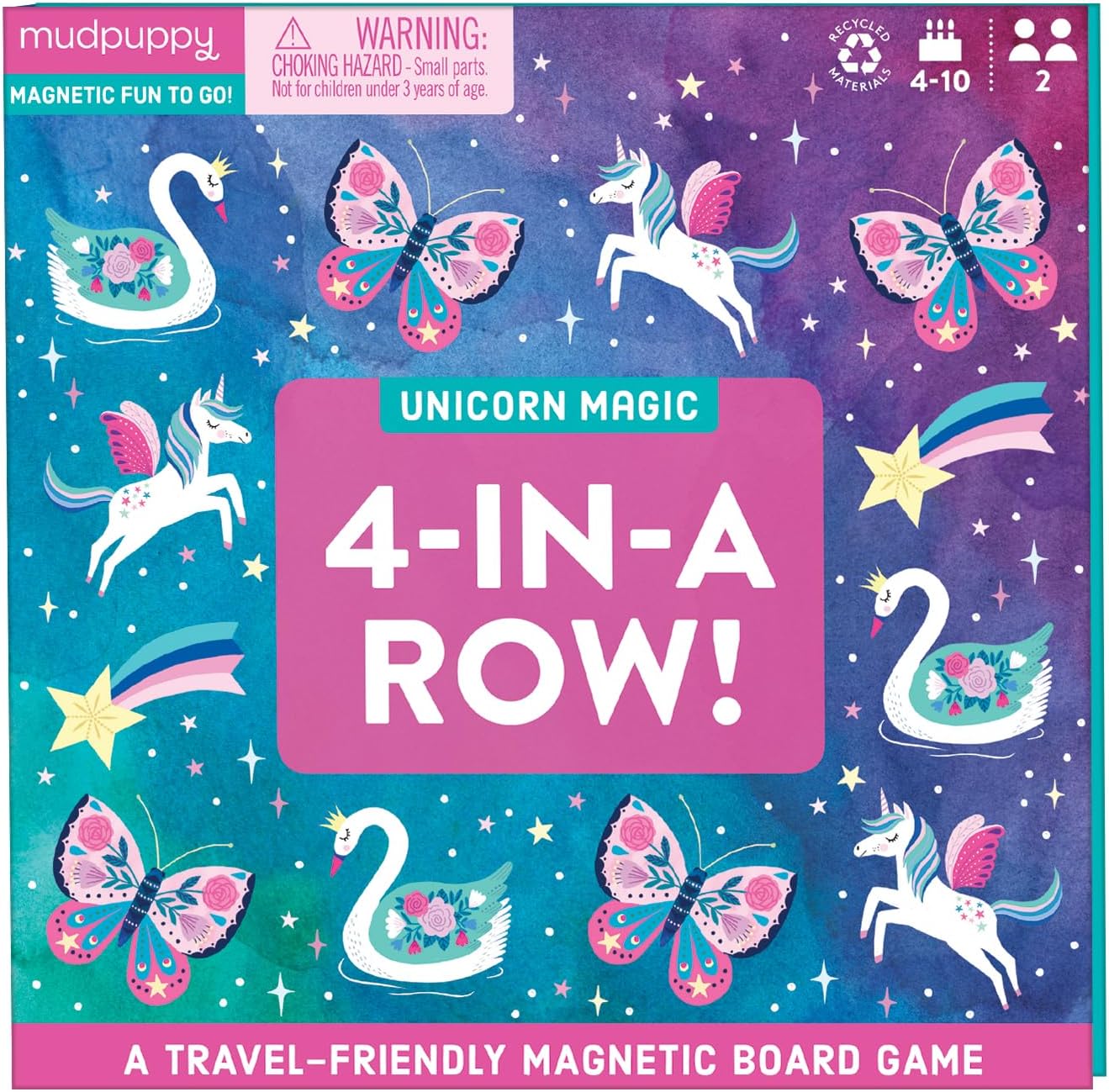 Mudpuppy - Unicorn Magic 4-in-a-Row! Magnetic Board Game for Kids