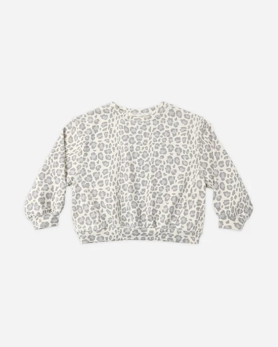 Oversized Sweatshirt Blue Leopard