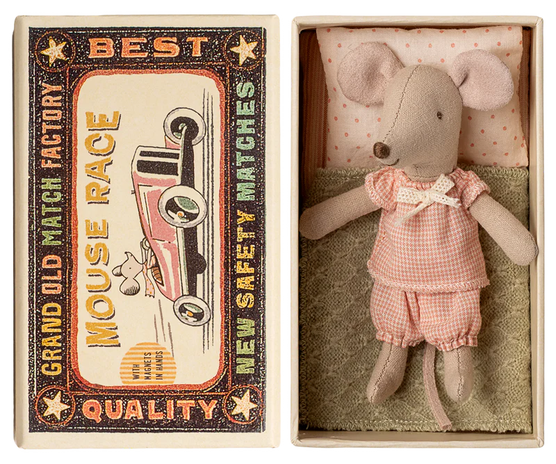 Little sister mouse in matchbox