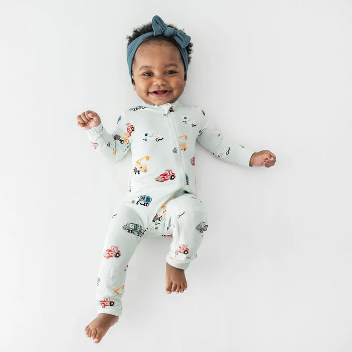 Zippered Romper in City Vehicles