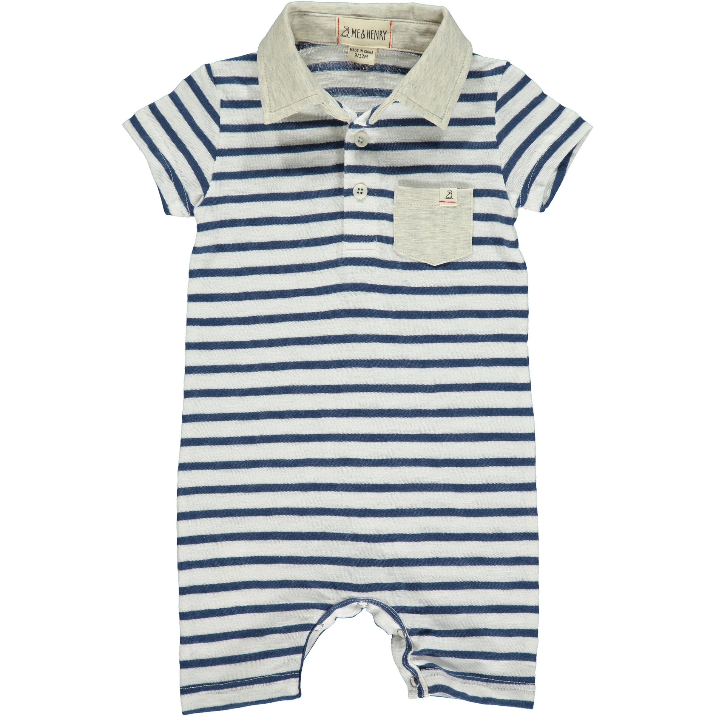 Saltash White Navy Striped Romper