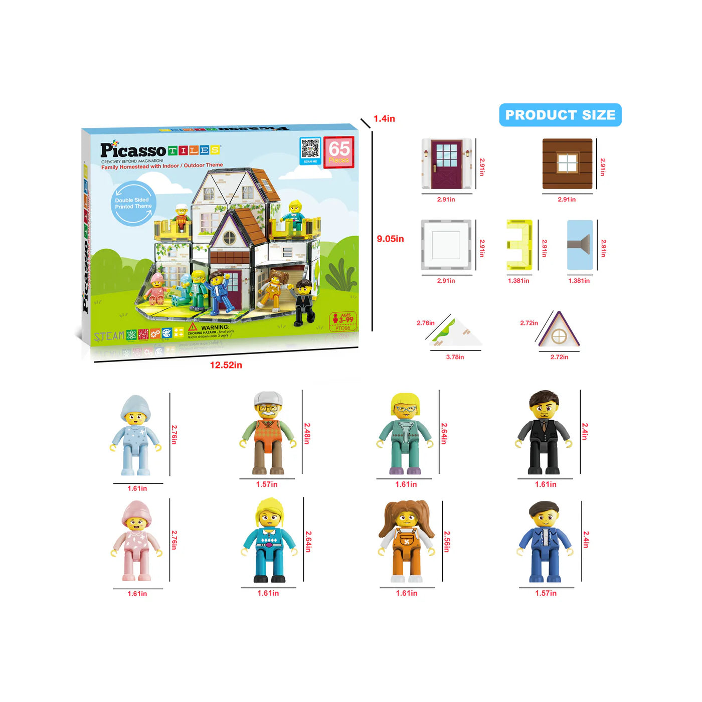 Picasso Tiles Family Doll House with Character Action Figures