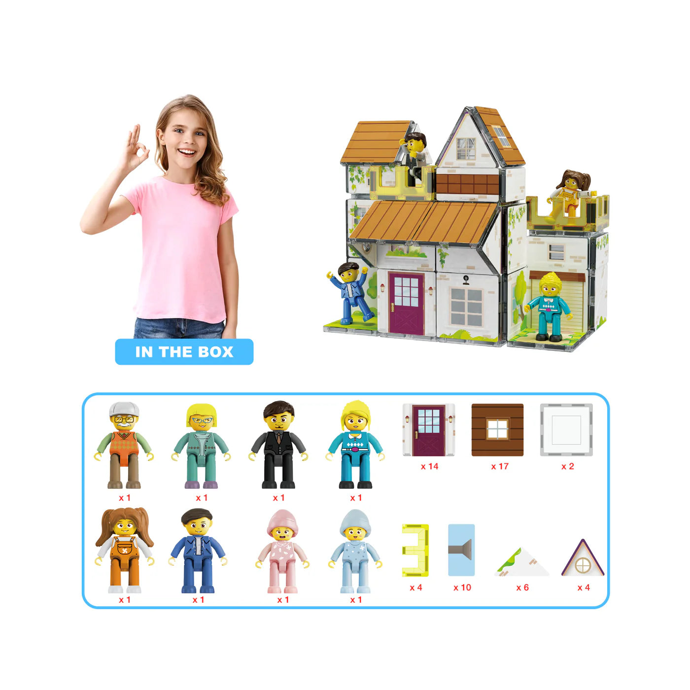 Picasso Tiles Family Doll House with Character Action Figures