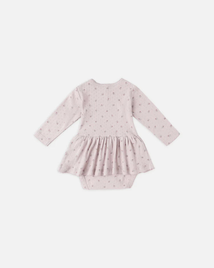Pointelle Skirted Bodysuit - Lilac Ditsy