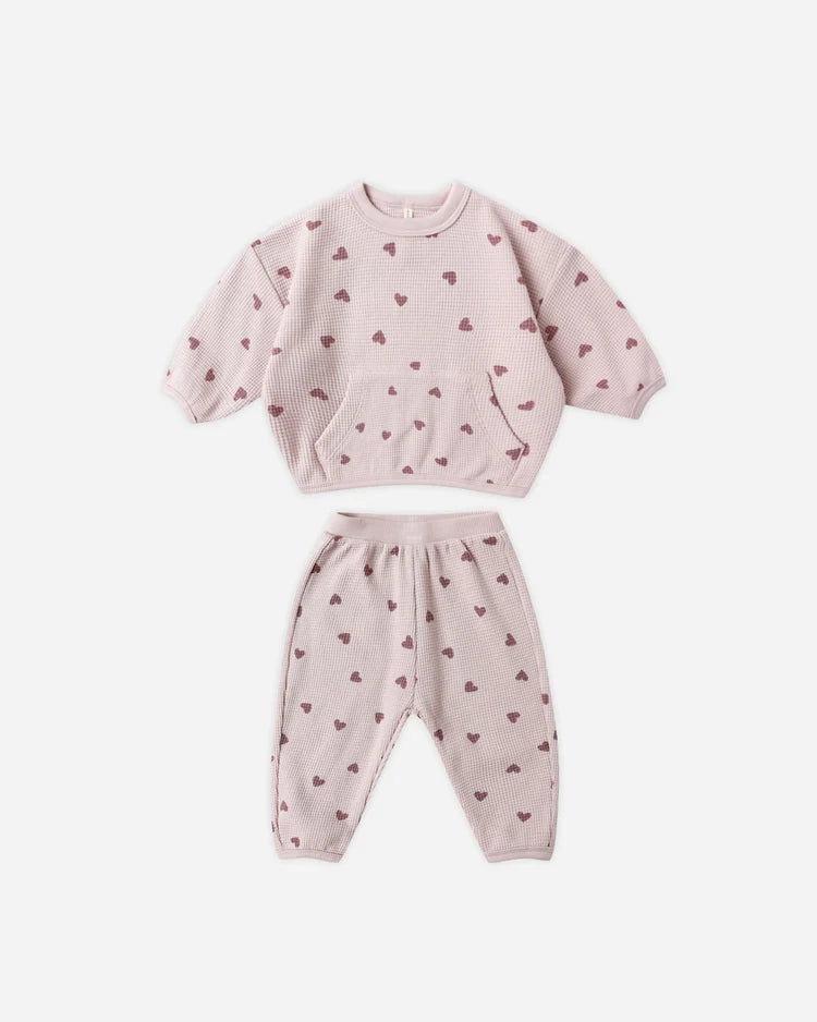 Waffle Slouch Set - Hearts