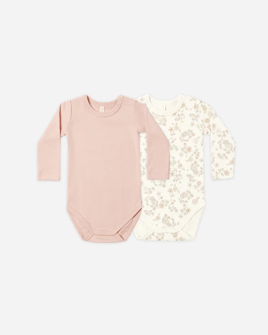 Jersey Bodysuit - 2 Pack Floral Vine - Dusty Rose