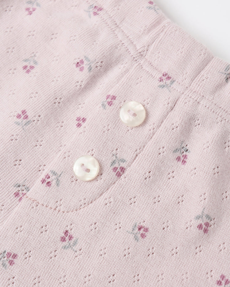 Pointelle Long Sleeve Tee + Legging - Lilac Ditsy